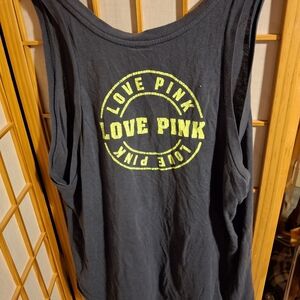 PINK Victoria's Secret Yellow and Gray Oversized Muscle Tee